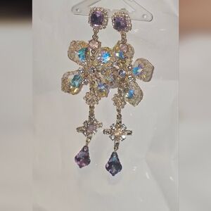 Elegant Iridescence Crystal Drop Earrings